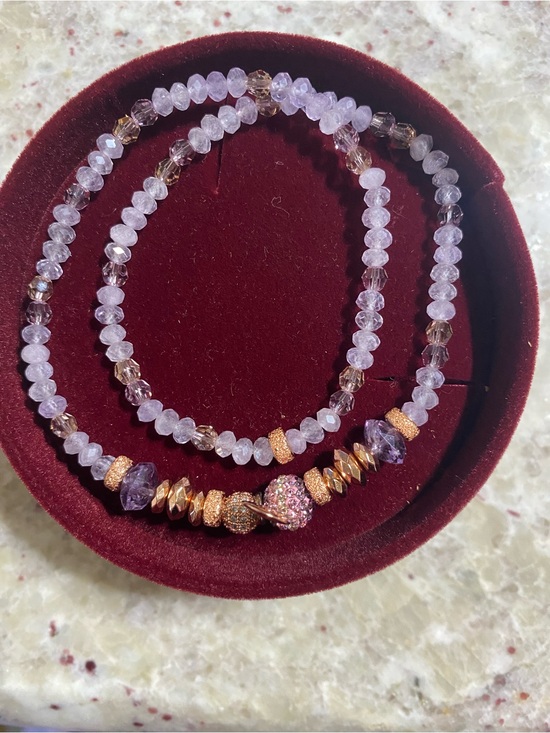 Hillberg & Berk Jewelry - SPARKLE BALL DOUBLE WRAP BRACELET in Amethyst and Rose Gold